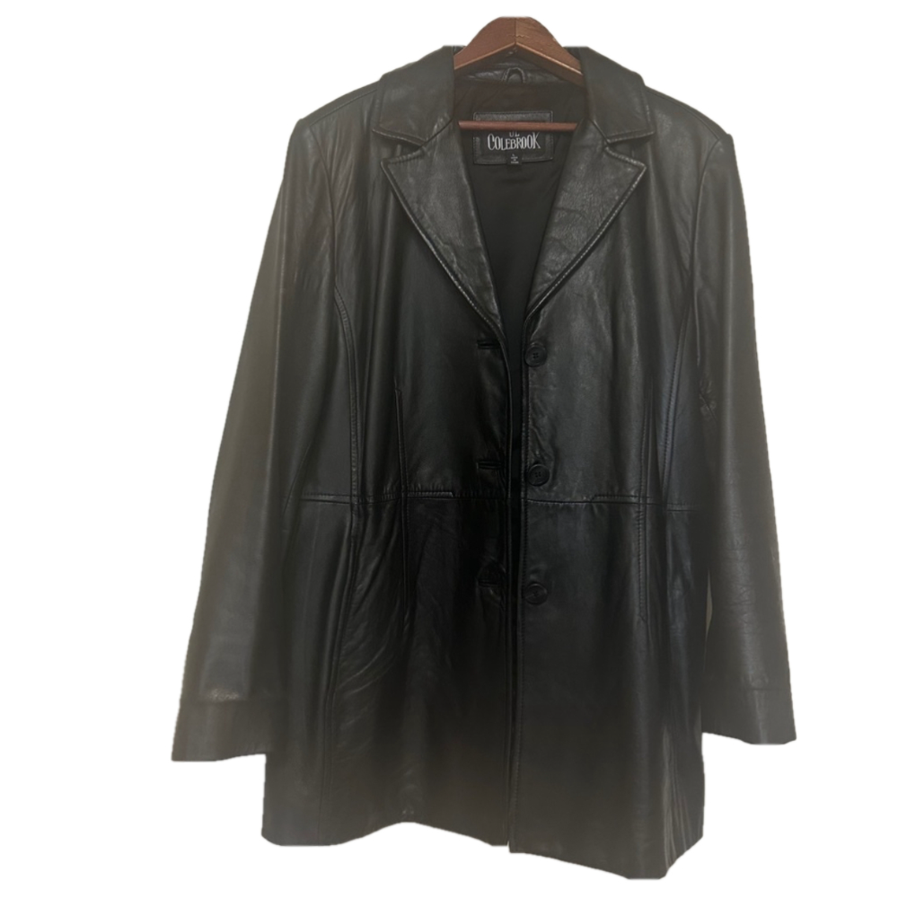 Vintage JL Colebrook real Leather Jacket Size L Black vintage leather coat